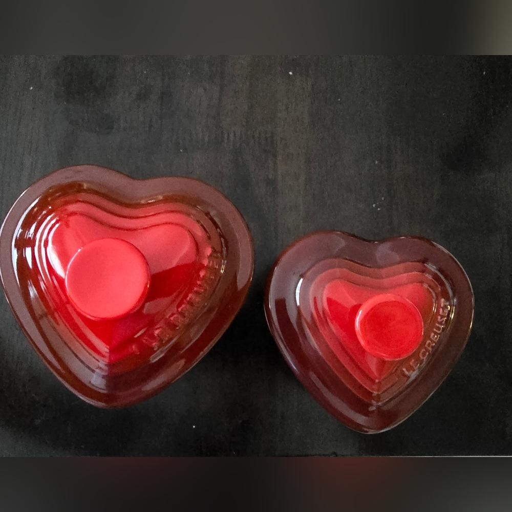 Heart-Shaped Red Stoneware Dishes